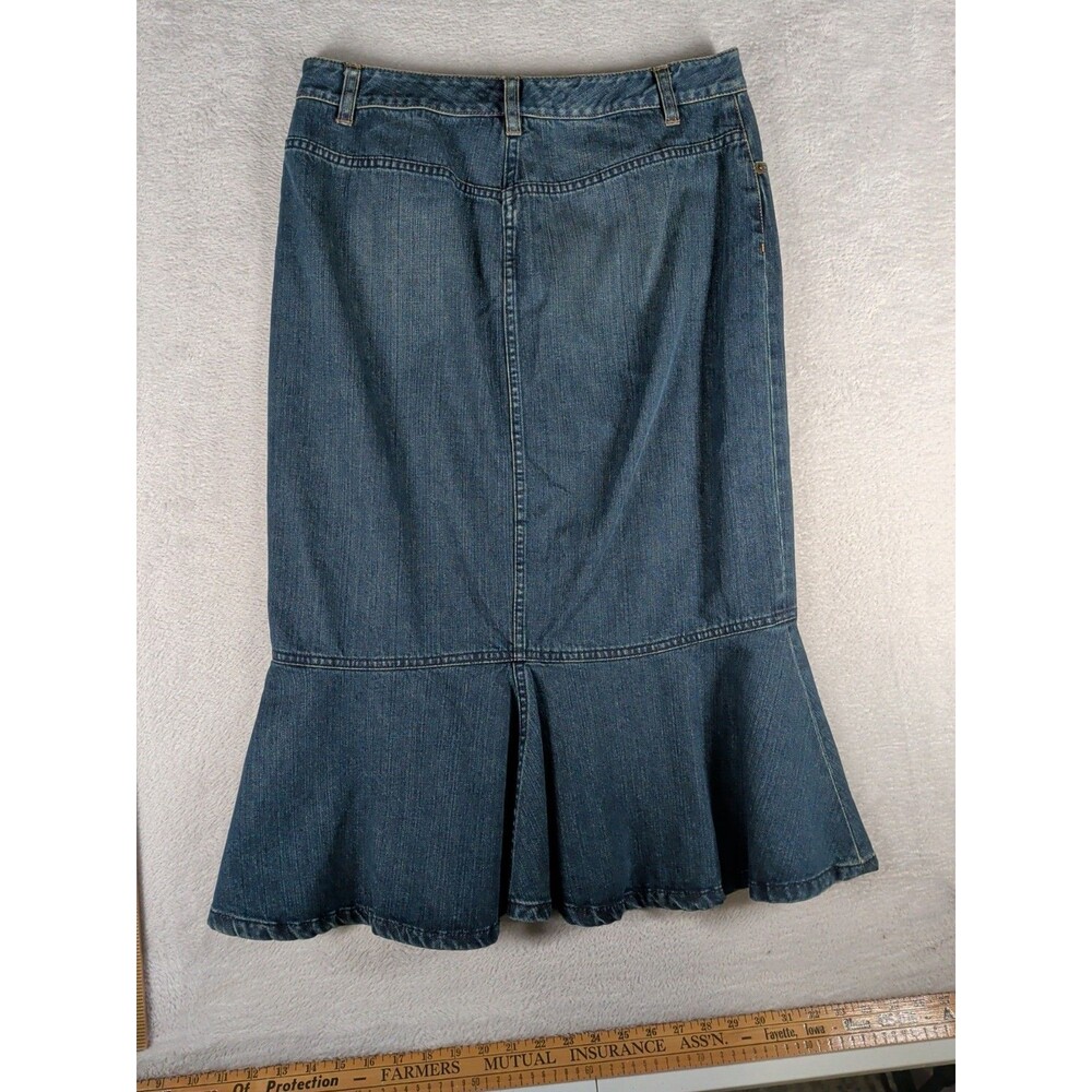 Lauren Jean Co. Ralph Lauren Denim Midi Skirt Womans 8 Vintage Y2K Trumpet - Picture 9 of 9